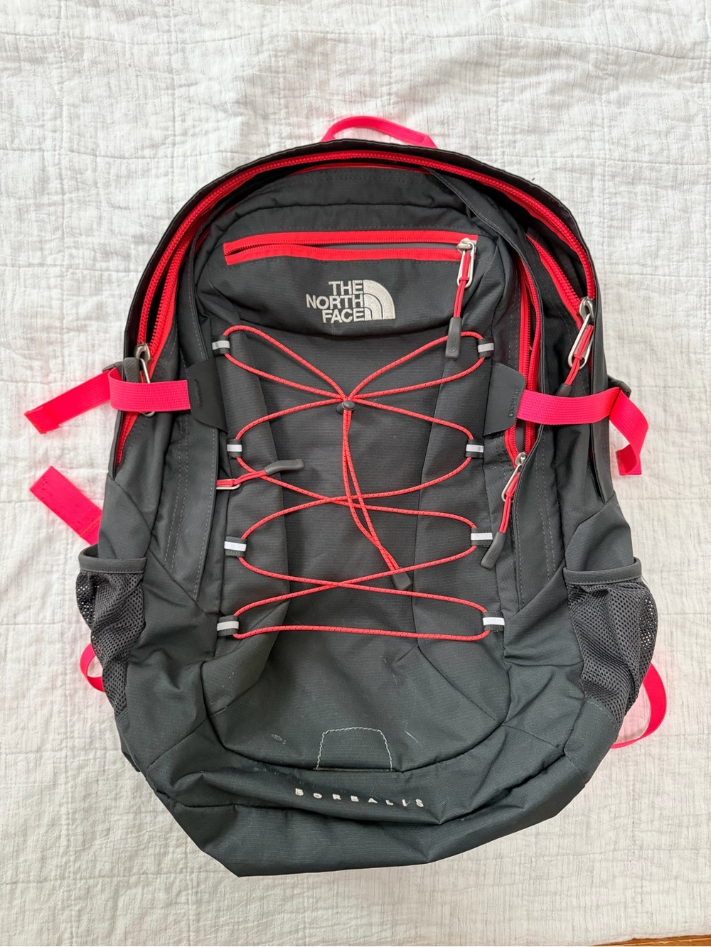 The North Face Black Backpack with Pink Accents